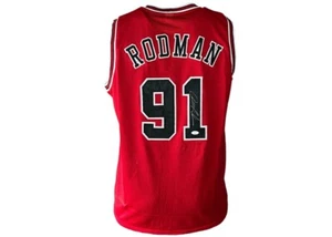 Dennis Rodman Signed Chicago Custom Red Basketball Jersey (JSA) - Picture 1 of 3
