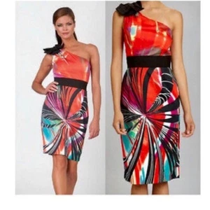 NUE by Shani Kleid Gr. 4 Neu mit Etikett künstlerisch abstrakt One Shoulder rot Partykleid - Bild 1 von 13