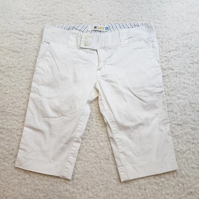 Bermudas Largas Roxy De Colección Talla 3 Blanco Algodón Elástico Verano Costero Foto 1 de 4
