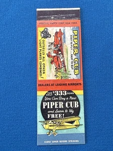 Piper Cub Airplanes Aviation Advertising VTG Matchbook Cover Lt#2076 - Picture 1 of 3
