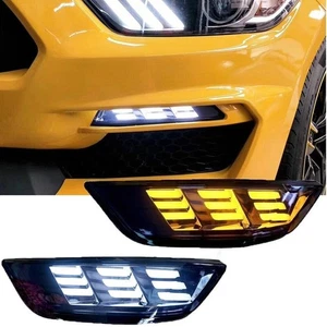 Pair For 2015-2017 Mustang Replacement Front Bumper LED DRL Turn Signal Light - Foto 1 di 9