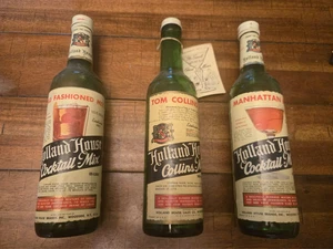 3 Various Vintage Holland House Old Fashioned Mix Bottles - Mixing Guide Tag - Picture 1 of 9