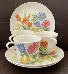 Set of 3 Taste Setter by Sigma Field Flowers Snack Plates & Cups Japan - Picture 1 of 11