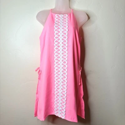 Lilly Pulitzer Pearl Romper Size 2 Lillys Coral Neon Halter Hi-Slits Shorts NWT - Image 1 of 4