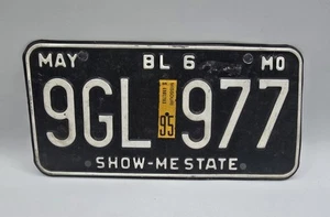 Vintage 1995 Missouri License Plate 9GL 977 MO May Black MO License Plate  - Picture 1 of 4