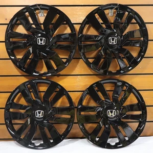 New Set 2015 15 2016 16 2017 17 Honda Fit 15" Black Hubcaps Wheel Covers 55098 - Picture 1 of 3