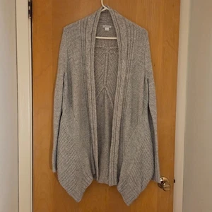 Garnet Hill Open Front Duster Cardigan Gr. S/M Grobstrick Wolle Alpaka grau Oversized - Bild 1 von 10