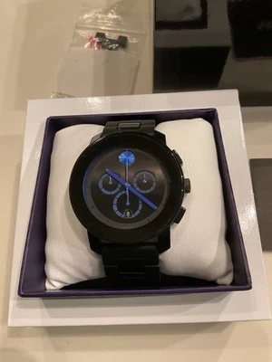 Movado Mens Bold Blk Chronograph W/Blk Dial & Blue Hands; MB.01.1.29.6016 ~ NIB - image 1 of 4