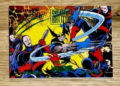 FLEER ULTRA WOLVERINE GREATEST BATTLES GREEN VARIANT MINT CARD! GB-5 HELLFIRE - Image 1 of 2