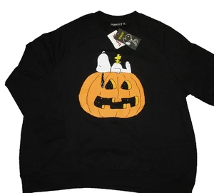 Peanuts Snoopy & Woodstock Halloween Sweatshirt On Pumpkin Damen 1X Schwarz Neu - Bild 1 von 1