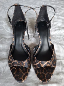 M&S Leopard Satin Heels Size 5 - Picture 1 of 4