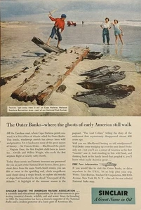 Sinclair Oil Corporation 1957 Print Ad The Outer Banks Cape Hatteras Carolina - Picture 1 of 1
