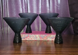 Jupiter by Fortessa Beaded Hobnail Martini Glasses Set of 4 - Storm Gray - Picture 1 of 7
