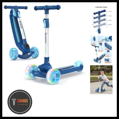 Kinder-Scooter – Big Wheels Faltbarer Tretroller mit blinkenden LED-Lichtern ... - Bild 1 von 4