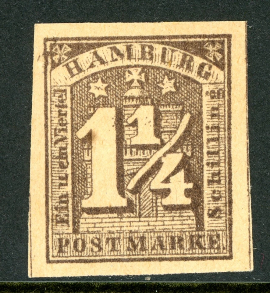 Alemania Estados 1864 Hamburgo 11/4s Gris Scott #9 MNH W929 Foto 1 de 4