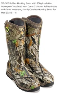 TIDEWE Gummi Jagdstiefel, wasserdicht warm isoliert Camouflage G2m Größe 8 - neu - Bild 1 von 9