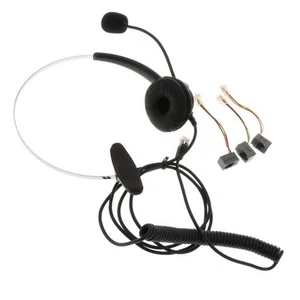Call Center Casque Téléphone de Bureau Monaural Et Câble Spirale Prise RJ9 pour - Photo 1/5