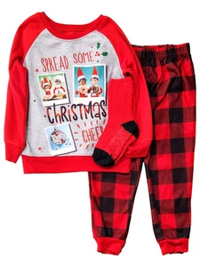 Elf on the Shelf Boys Lightweight Red Fleece Christmas Holiday Pajamas X-Small - Picture 1 of 2