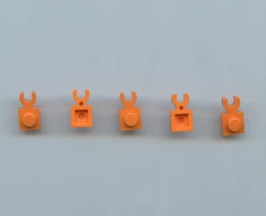 Lego x 5 orange Platte, modifiziert 1 x 1 mit offenem O Clip dick (vertikaler Griff) - Bild 1 von 1