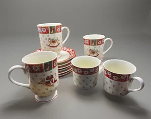 Kobe CHARLTON HALL Traditions Christmas Cups & Saucers 13 Pcs Japan Vtg - Picture 1 of 11