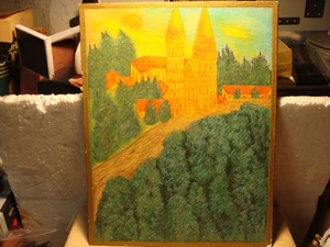 Vintage TEXTURED Castle Woods dated signed 72 Biccicco - Picture 1 of 12