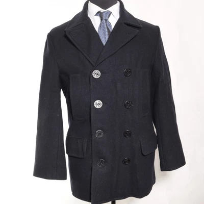 Abrigo Schott Hecho en Canadá Azul Marino Lana Guisante Mediano Foto 1 de 4