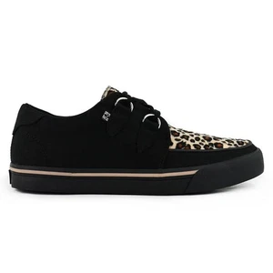 T.U.K. Sneaker A9181 2 Rings VLK D Ring Creeper Sneaker Schwarz Leopard Canvas - Picture 1 of 35