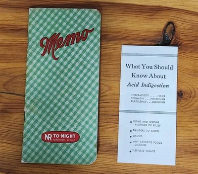 1934 NATURE'S REMEDY AND TUMS MEMO NOTEBOOK PAMPHLET & CALENDAR 2.5" X 5.5" - Image 1 of 4