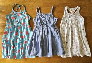 3 Cat & Jack Girls Medium (7-8) Sundresses! Adorable Summer Dresses! Watermelon - Picture 1 of 11