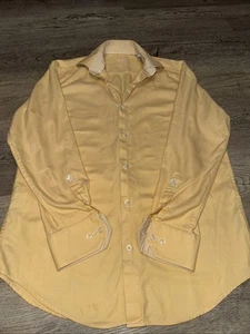 Bugatchi  yellow long sleeve size 16 32–33 Men’s Dress Shirt Spring Summer - Picture 1 of 7