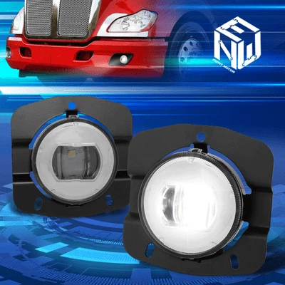 For 11-24 Kenworth T680 White LED Projector Fog Light Foglamps Chrome Housing - Image 1 of 4