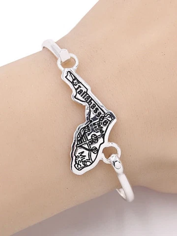Florida State Seminoles "Tallahassee City Map" Hook Bracelet, Silver Tone, NCAA Cover
