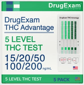 5 Pack - DrugExam THC Advantage, 5 Level THC Test. 15-20-50-100-200 ng/ml - Picture 1 of 18