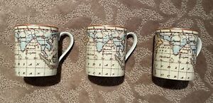 NIB Lauren Ralph Lauren Haswell Map Mug Coffee Cup  Set Of 3