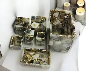 Maßgefertigtes handgefertigtes Achat Badezimmer Set - Premium Kristall Waschtisch Accessoires - Bild 1 von 6