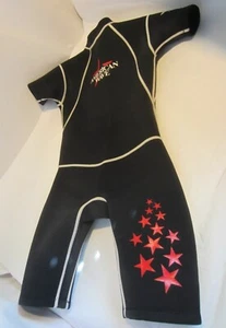 AMERICAN WAVE black shortie neoprene wetsuit skin Junior Youth 4 - Picture 1 of 5