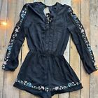 Kendall & Kylie Black Floral Romper Womens Size XS Long Sleeve