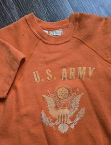 Vintage 1950s 1960s US Army Short Sleeve Sweatshirt Orange Medium True VTG - Picture 1 of 8