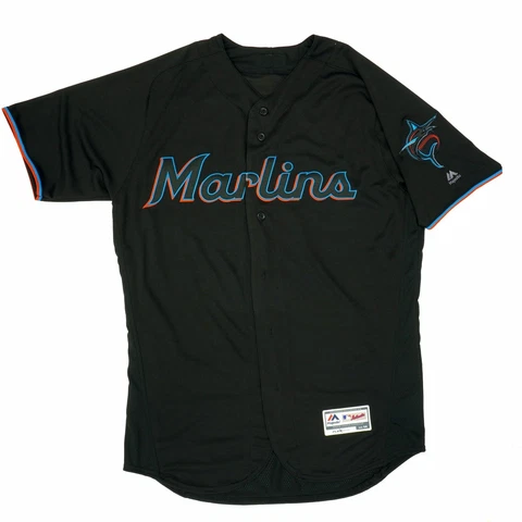 Mens MLB Miami Marlins Authentic On Field Flex Base Jersey - Black Alternate Cover