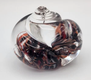 Siyeh Studio Glass Shell Paperweight Sculpture Swirls Off-White Orange Black - Picture 1 of 13
