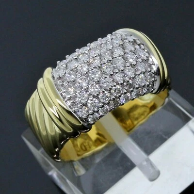 David Yurman 10mm Metro Cable Wide Band Diamond Ring Size 5.75 18K Yellow Gold - Image 1 of 4