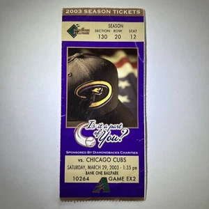2003 Arizona Diamondbacks v Chicago Cubs Ticket Stub Cubs Win 4-2 - Picture 1 of 9