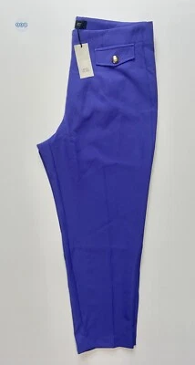 River Island Gold Button Detail Cigarette Trousers Work Purple UK Size 16 - Image 1 of 4