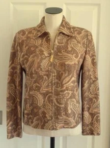 ST JOHN SPORT Marie grau wunderschöner Herbst Paisley Strick Logo Reißverschlussjacke S M Taschen - Bild 1 von 14
