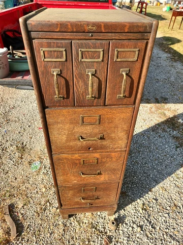MACEY 6 DRAWER QUARTER SAWN OAK FILE CABINET WITH BASE ALL ORIGINAL CHECK PHOTOS Cover