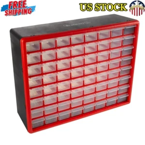 64 Drawer Storage Organizer Wall Mount Plastic Container Tools Crafts Hardware - Picture 1 of 8