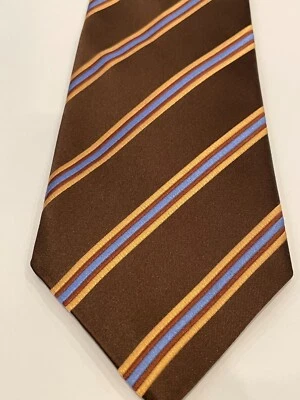 Corbata de lujo para hombre David Donahue marrón/púrpura a rayas 3,5" x 58,5" Foto 1 de 2