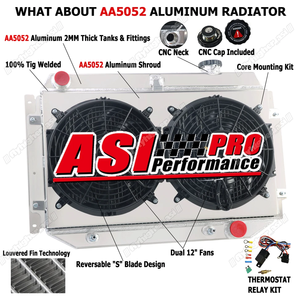 4 Row Radiator Shroud Fan For Holden Hj Hq Hx Hz Kingswood V8 Chevy 1971-1980 - image 1 of 4