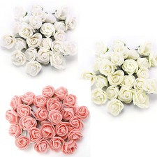 144pcs small 2cm Artificial Foam Roses with Leaf in white/Ivory/Pink Flowers