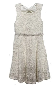 Emily West Girls White Metallic Silver Floral Special Occasion Dress Size 10 - Picture 1 of 6